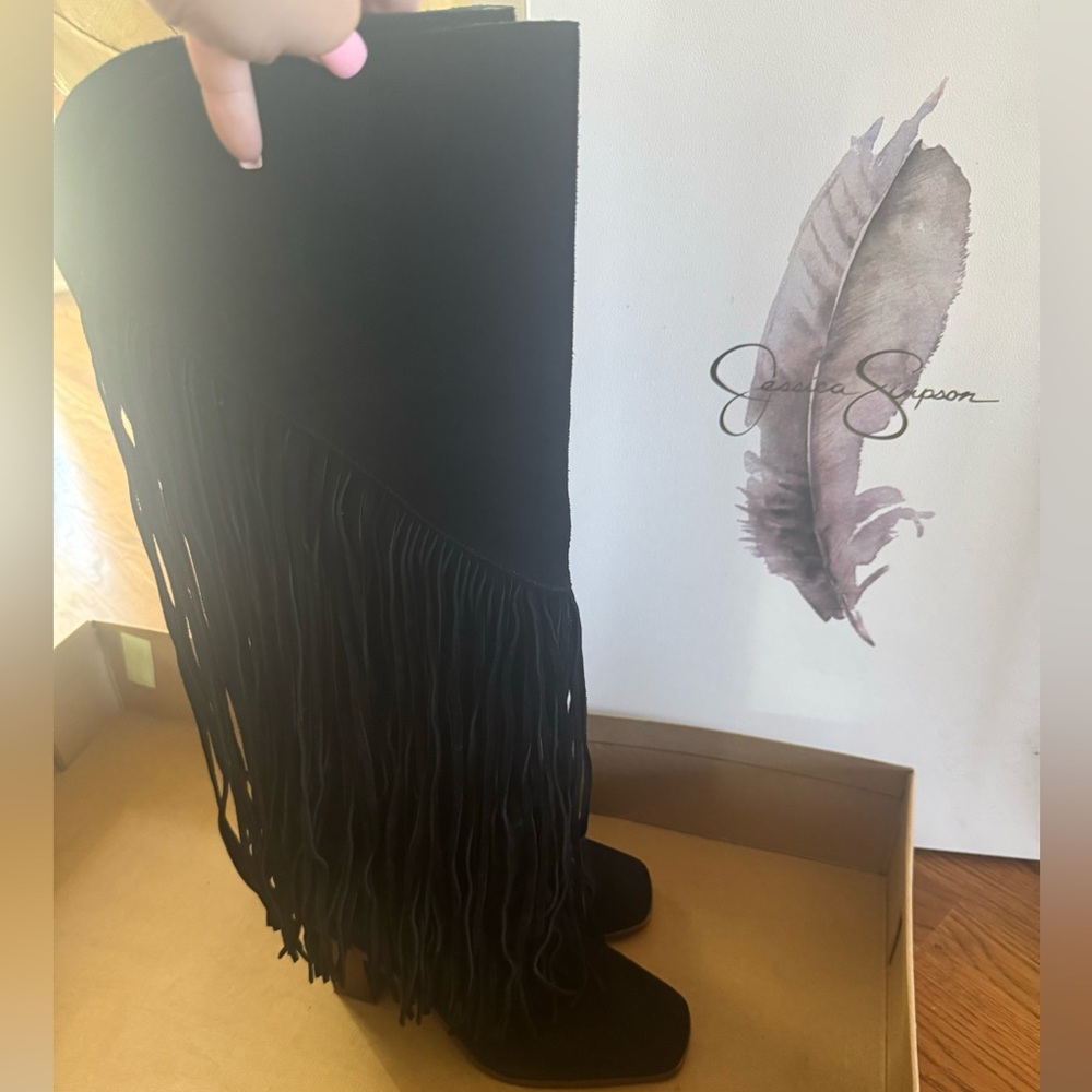 Black Fringe Boots - Picture 2 of 5